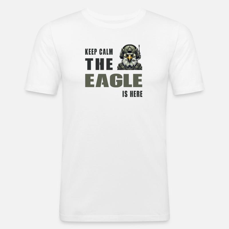 Keep Calm – The Eagle Is Here - Männer Slim Fit T-Shirt - Weiß