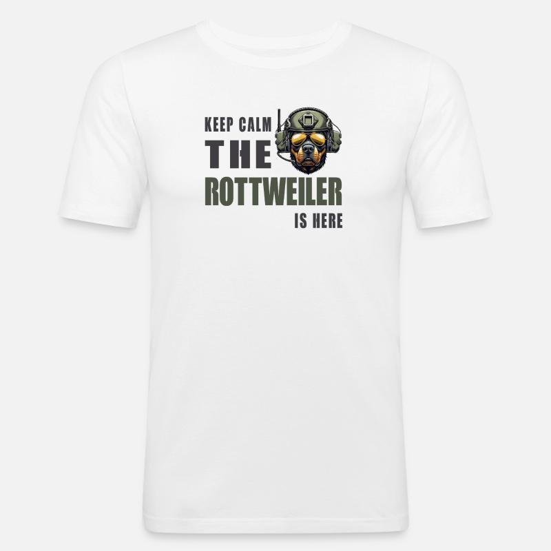Rottweiler – Keep Calm Design - Männer Slim Fit T-Shirt - Weiß