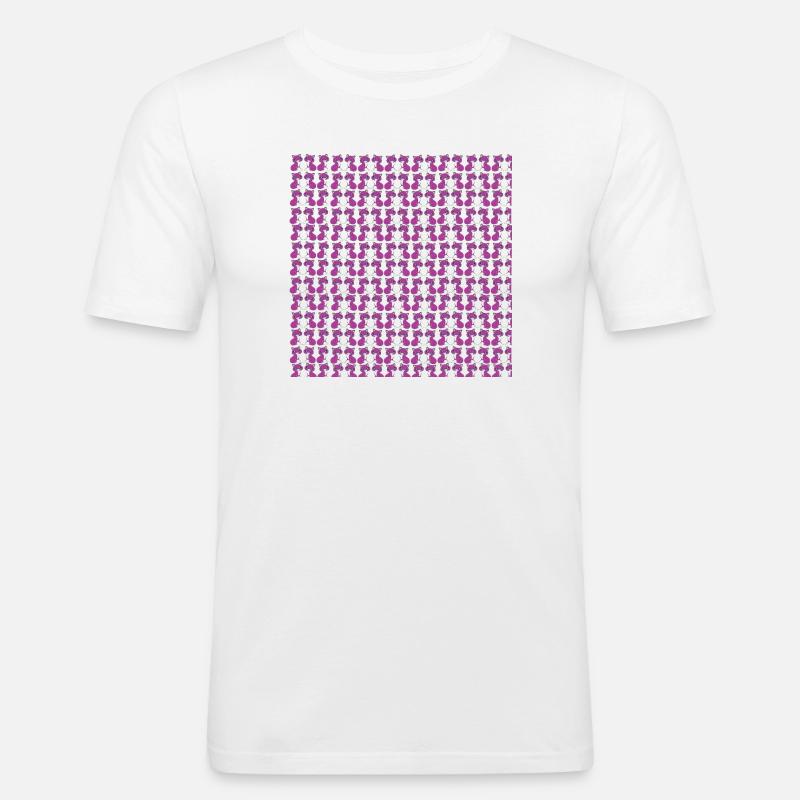 katzenmuster, langhaar katze sitzend, Samtpfote - Männer Slim Fit T-Shirt - Weiß