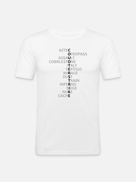 CS Maps - Männer Slim Fit T-Shirt - Weiß