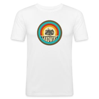 Traktor Vintage Look - Männer Slim Fit T-Shirt - Weiß - Vorne - Nik (191cm)