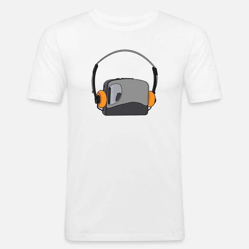 Cooler tragbarer Kassetten-Audio-Player - Männer Slim Fit T-Shirt - Weiß