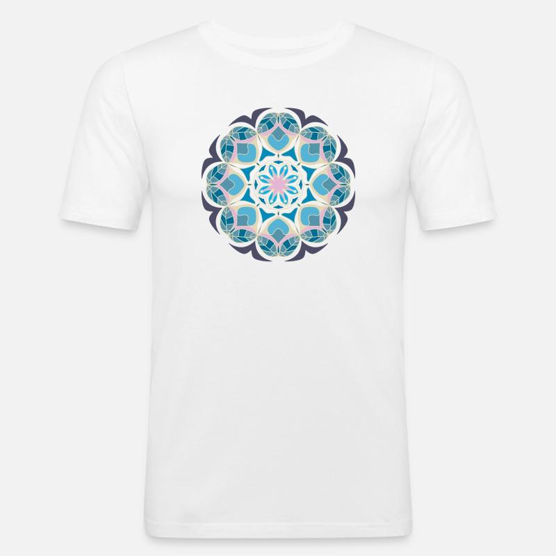 Beach day Mandala - Männer Slim Fit T-Shirt - Weiß