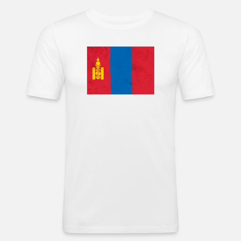 Flagge der Mongolei - Männer Slim Fit T-Shirt - Weiß