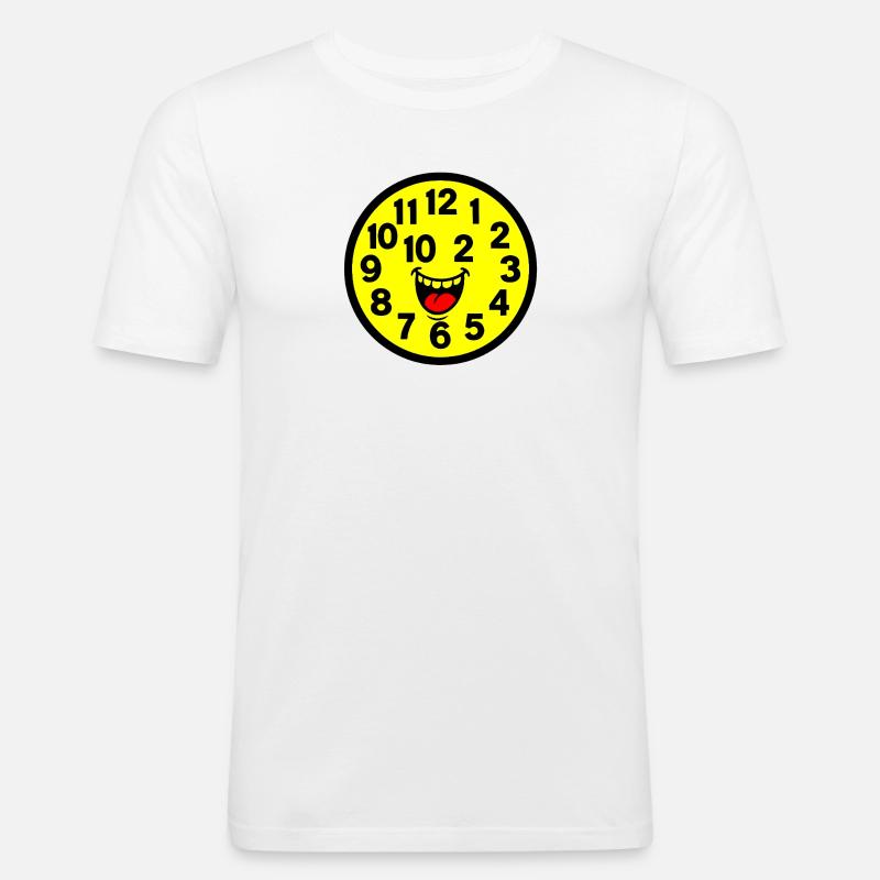 Fröhliches parodiertes Uhrendesign - Männer Slim Fit T-Shirt - Weiß