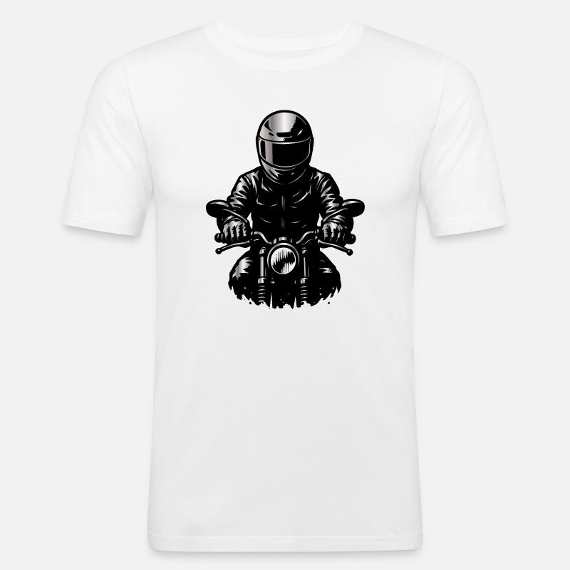 Motorradfahrer im Helm – Frontansicht Illustration - Männer Slim Fit T-Shirt - Weiß