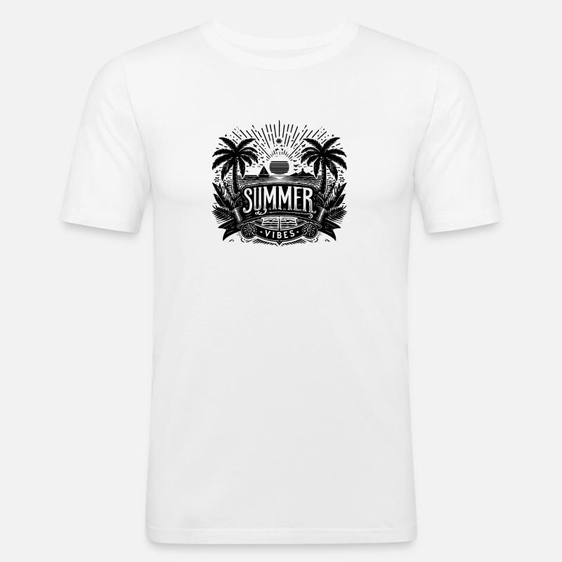 SUMMER Vibes, Beach Design - Männer Slim Fit T-Shirt - Weiß