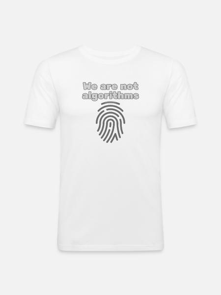 Mensch statt Algorithmus – Statement T-Shirt - Männer Slim Fit T-Shirt - Weiß