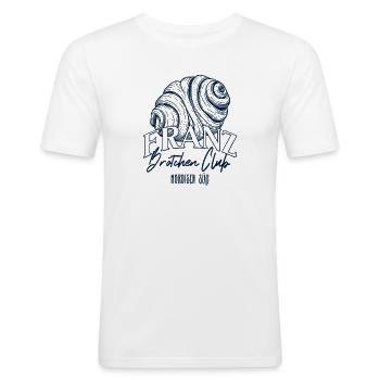 Franzbrötchen Club - Männer Slim Fit T-Shirt - Weiß - Vorne - Nik (191cm)