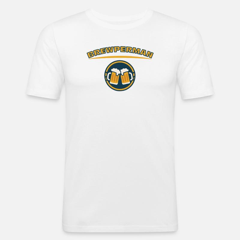 BREWPERMAN - Männer Slim Fit T-Shirt - Weiß