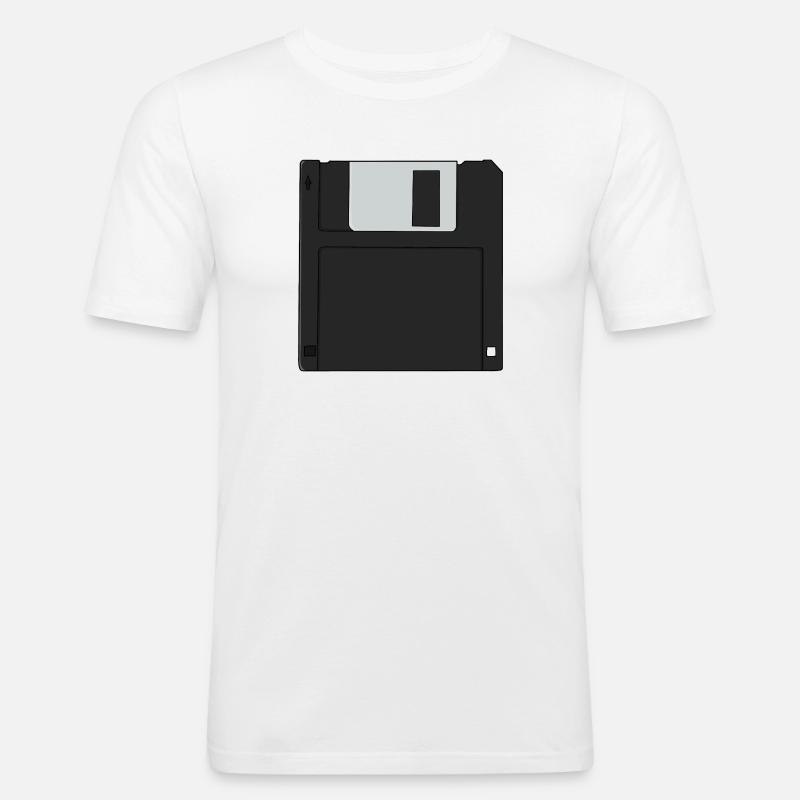 Nostalgic 3½ inch Diskette Retro Floppy Disk - Men's Slim Fit T-Shirt - white