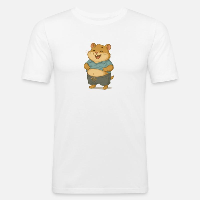 Chilliger Hamster im Freizeitlook - Männer Slim Fit T-Shirt - Weiß