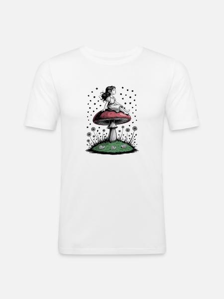 Mädchen Pilz Wald Fee Sterne Zauber - Männer Slim Fit T-Shirt - Weiß