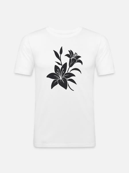 Elegant Monochrome Floral Illustration - Men's Slim Fit T-Shirt - white