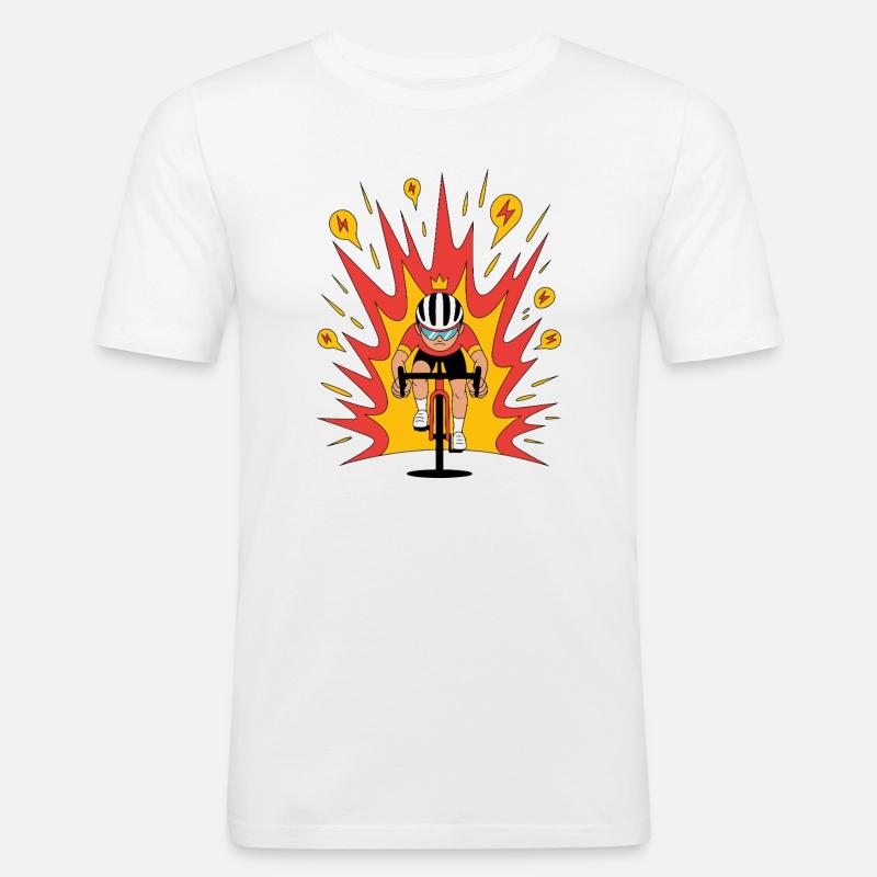 Angriffsmodus Radfahrer Krone Karikatur - Männer Slim Fit T-Shirt - Weiß