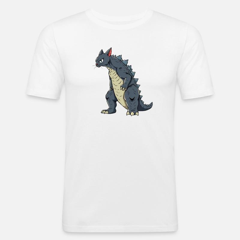 Katze als Echse - Männer Slim Fit T-Shirt - Weiß