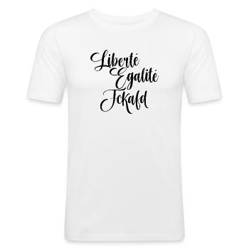 Liberté Egalité FuckAfD Fck AFD ein Zeichen setzen - Männer Slim Fit T-Shirt - Weiß - Vorne - Nik (191cm)