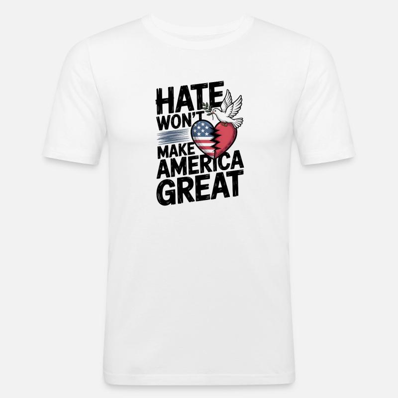 Hass wird Amerika nicht groß machen - Männer Slim Fit T-Shirt - Weiß