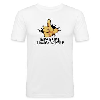 Papa Daumen Hoch mit Schriftzug - Männer Slim Fit T-Shirt - Weiß - Vorne - Nik (191cm)