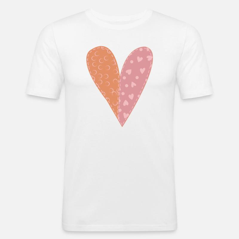 Patchwork Herz Nr. 7 - Männer Slim Fit T-Shirt - Weiß