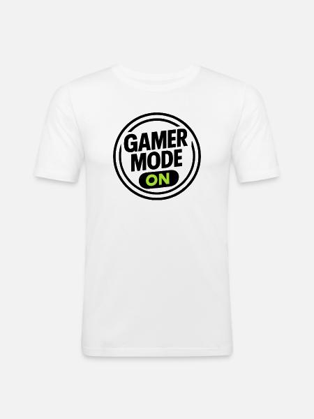 Gamer Mode ON – Neon Gaming T-Shirt - Men's Slim Fit T-Shirt - white