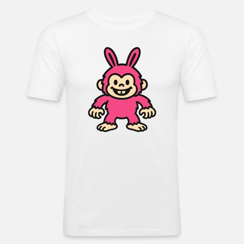 Rabbit Monkey - Männer Slim Fit T-Shirt - Weiß
