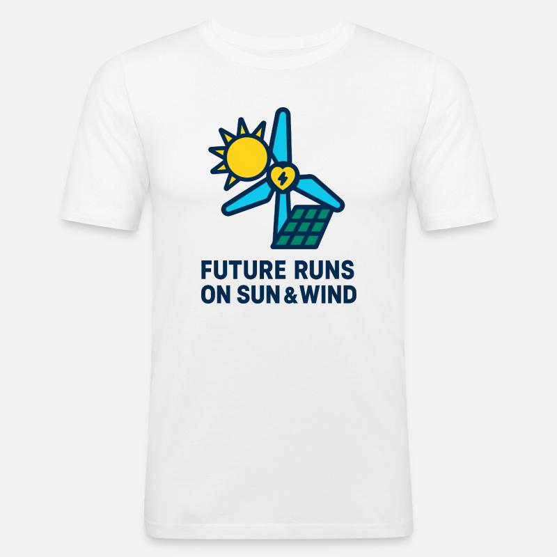 Future Runs on Sun & Wind - Männer Slim Fit T-Shirt - Weiß