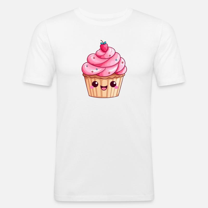 Süßes Erdbeer-Swirl-Cupcake-Design - Männer Slim Fit T-Shirt - Weiß