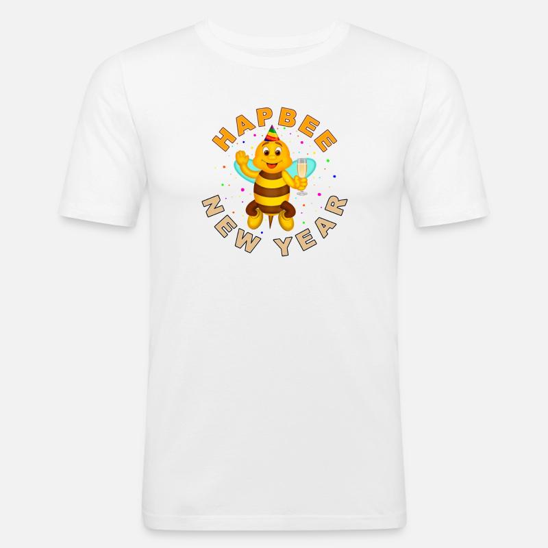 HAPBEE Neujahr mit Text - Männer Slim Fit T-Shirt - Weiß