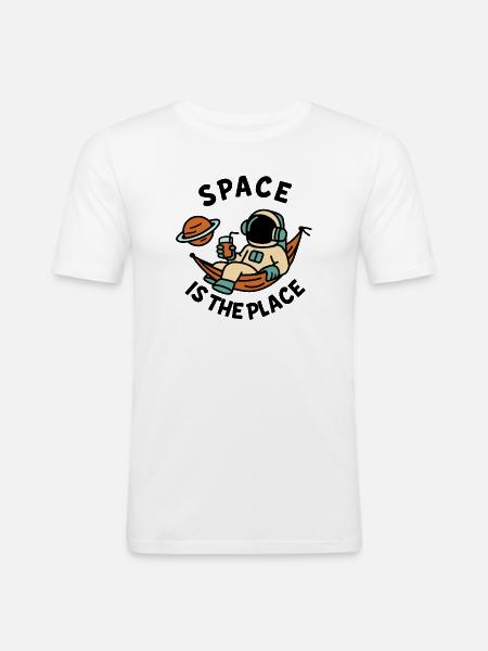 Space Explorer Astronaut Relaxing Design - Men's Slim Fit T-Shirt - white