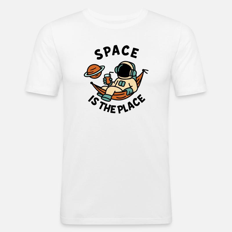 Space Explorer Astronaut Entspannendes Design - Männer Slim Fit T-Shirt - Weiß