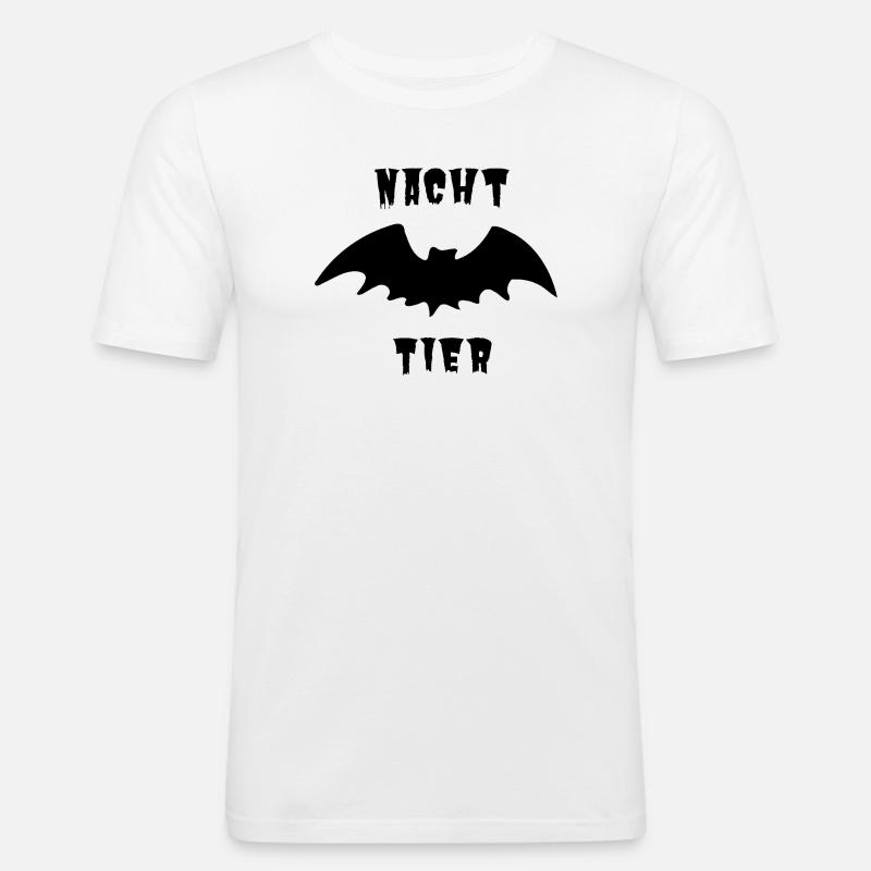 Nachttier_schwarz_1 - Männer Slim Fit T-Shirt - Weiß
