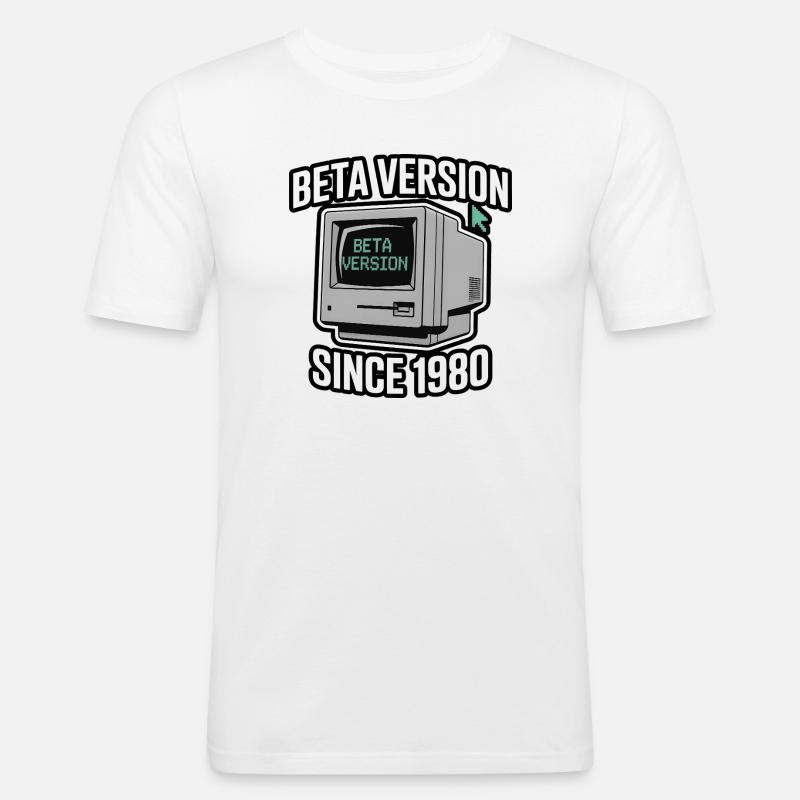 Retro Computer Beta Version Design - Men's Slim Fit T-Shirt - white