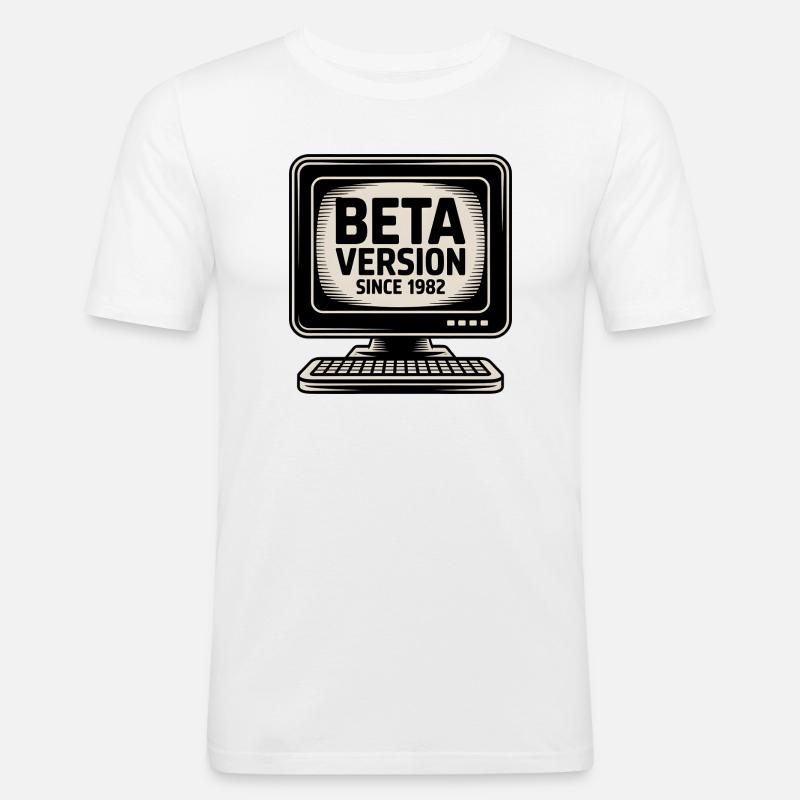 Retro Computer Beta Version Design - Men's Slim Fit T-Shirt - white