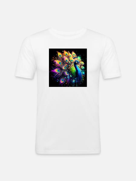 paon - T-shirt près du corps Homme - blanc