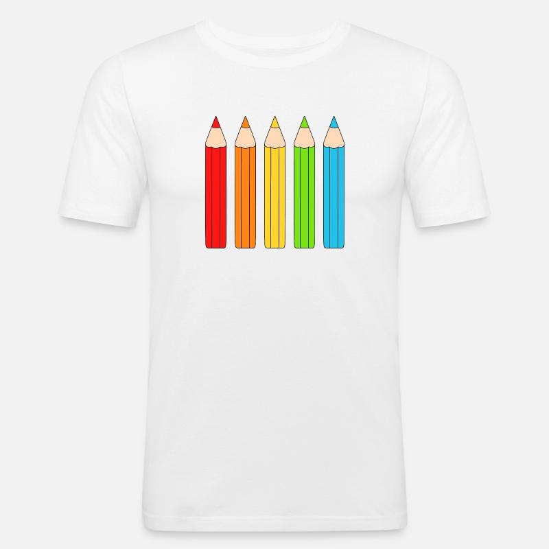 Lebendiges Farbstift-Array-Design - Männer Slim Fit T-Shirt - Weiß