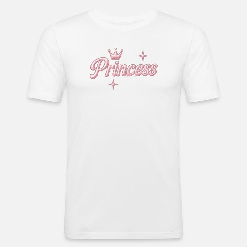 Prinzessin / Princess / Chrome Y2K Design - Männer Slim Fit T-Shirt - Weiß