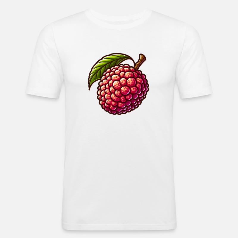 Lebendige Litschi im illustrativen Stil - Männer Slim Fit T-Shirt - Weiß