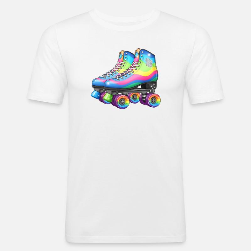 Rainbow Roller Skates Retro Disco Style - Männer Slim Fit T-Shirt - Weiß