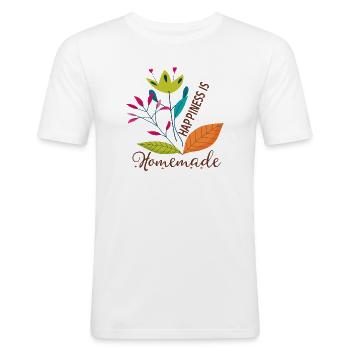 Blumenmotiv Glücklich Naturdesign - Männer Slim Fit T-Shirt - Weiß - Vorne - Nik (191cm)