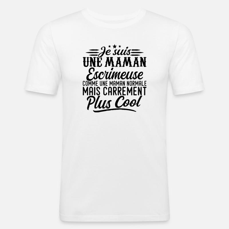 Fechter-Mutter: normal, aber cooler - Männer Slim Fit T-Shirt - Weiß