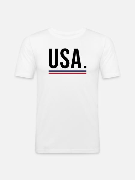 États-Unis – Chemise 🇺🇸 streetwear audacieuse - T-shirt près du corps Homme - blanc