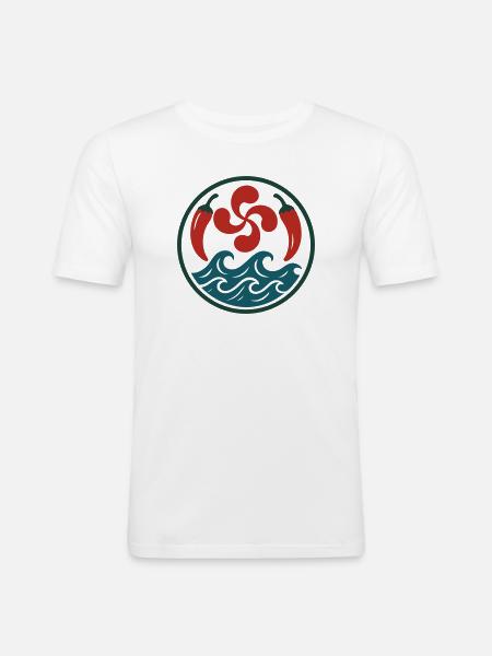 Tribal Spiral Pattern in Red and Blue - Men's Slim Fit T-Shirt - white