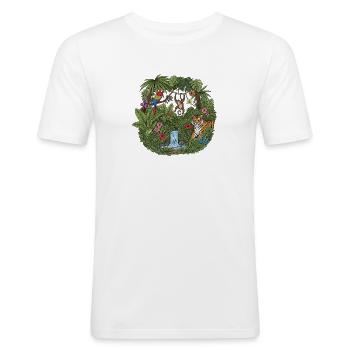 Tropischer Dschungelb underestimated Tiermix - Männer Slim Fit T-Shirt - Weiß - Vorne - Nik (191cm)