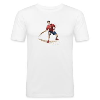 Joueur de tennis de table dynamique avec des effets énergétiques - T-shirt près du corps Homme - blanc - Devant - Nik (191cm)