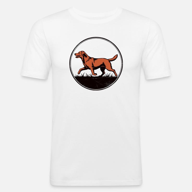 Fox Red Lab Silhouette – Circular Badge - Männer Slim Fit T-Shirt - Weiß