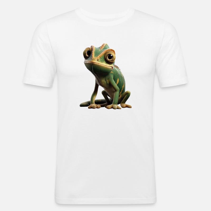 Chamäleon Echse Reptil Chameleon Leguan Eidechse - Männer Slim Fit T-Shirt - Weiß