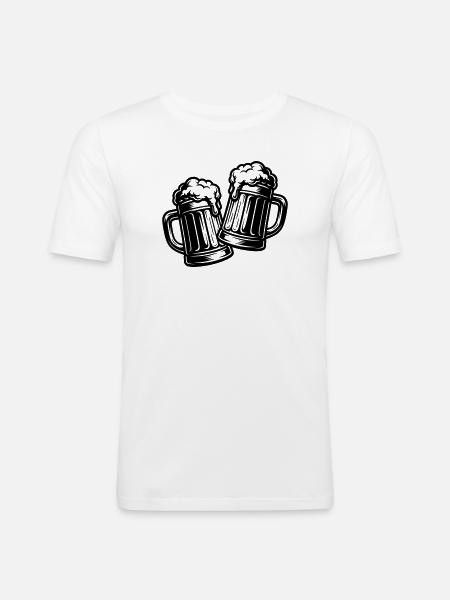 Bier Anstoßen Prost - Männer Slim Fit T-Shirt - Weiß