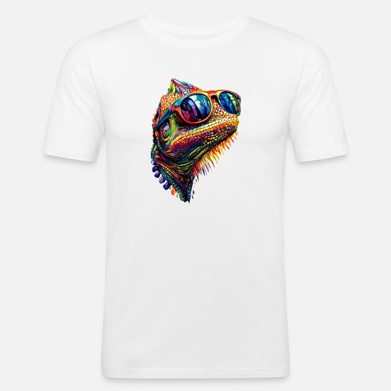 Chameleon Lizard Reptile Chameleon Iguana Lizard - Men's Slim Fit T-Shirt - white