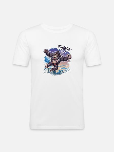 Gorilla Drone Kids Funny - Men's Slim Fit T-Shirt - white